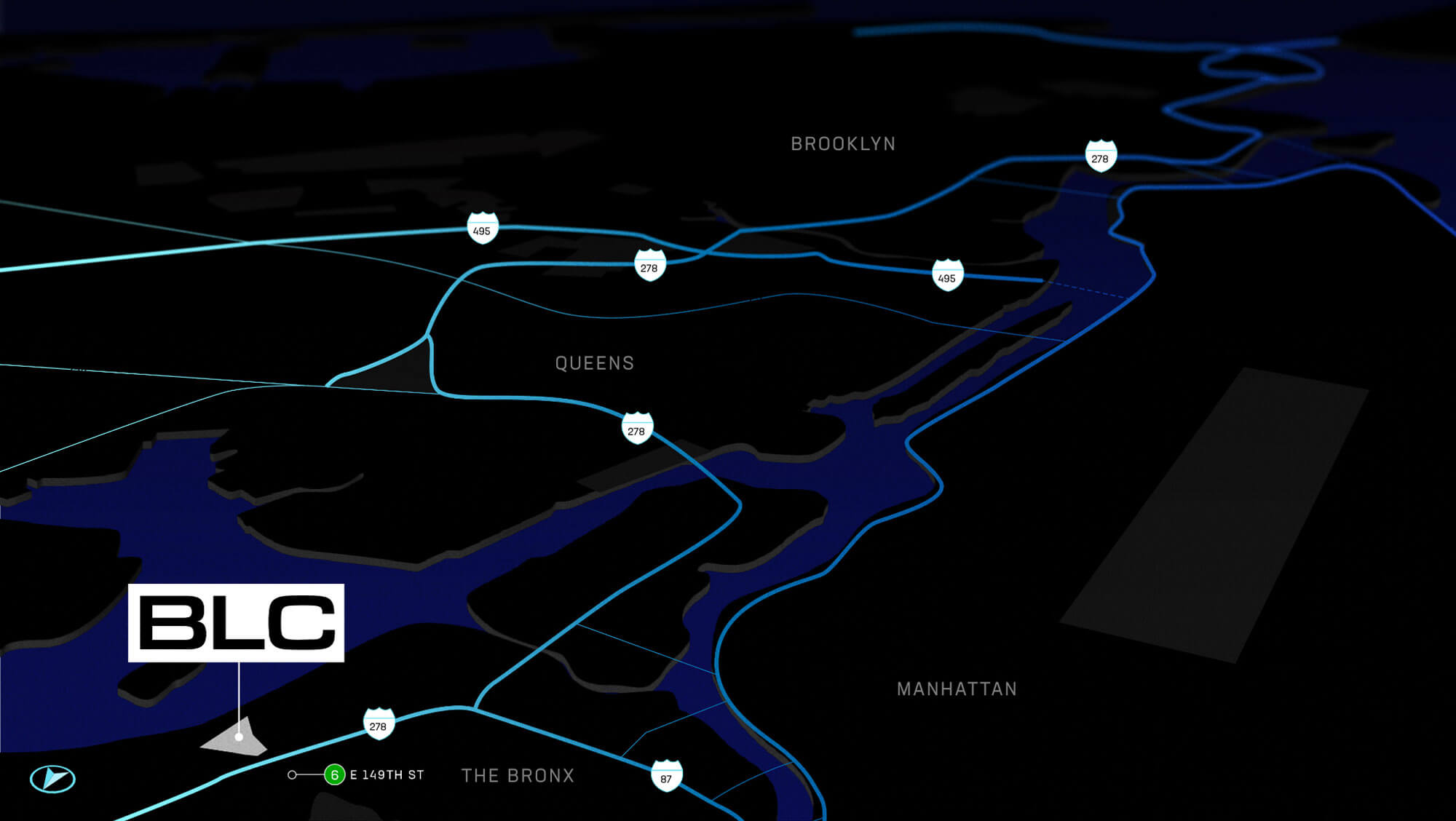 Map graphic depicting location of Bronx Logistics Center