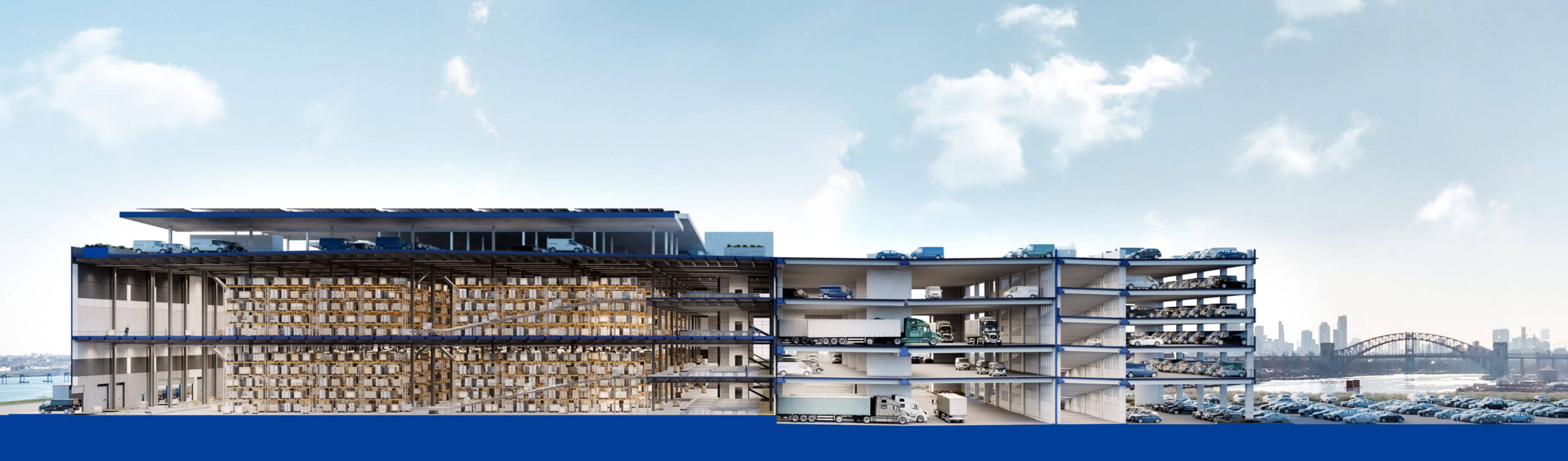 Expansive parking and storage bays at Bronx Logistics Center